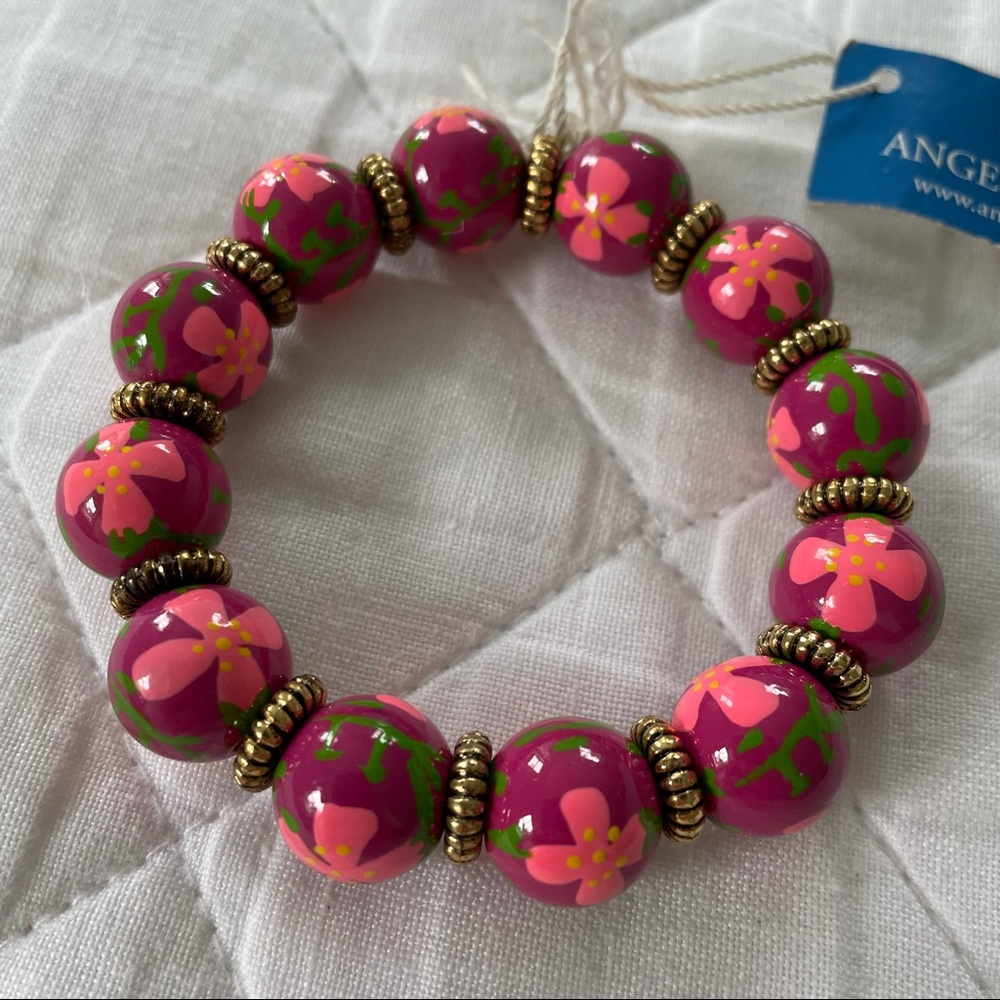 NWT Angela Moore Pink Flowers Classic Bracelet - Picture 4 of 5